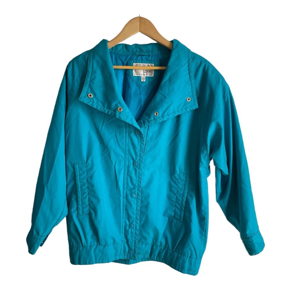 Vintage Women's Bomber Style Jacket/Coat Blue SZ M